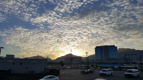 View of city at sunset