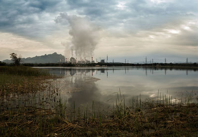 Panoramic view of lake against sky