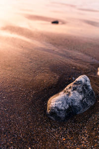 High angle view of stones on beach