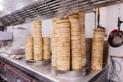 Stack of food in factory