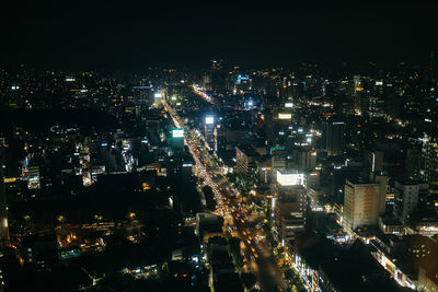 Illuminated cityscape at night