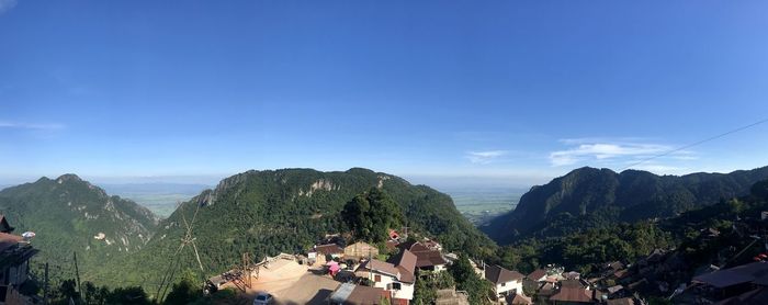 High angle view of people on mountain road