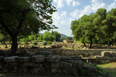 View of temple against cloudy sky