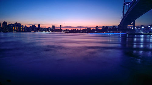 Silhouette of city at dusk