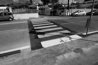 Road sign on street in city