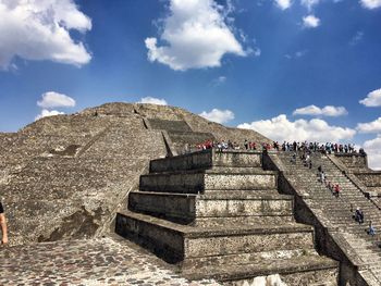 Low angle view of steps against sky