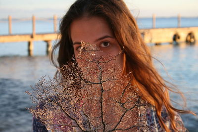 Close-up of woman on beach