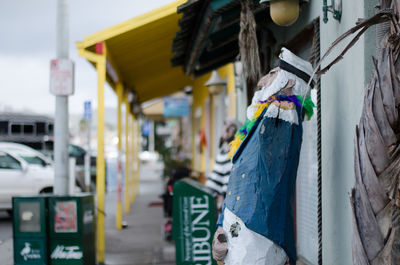 Close-up of clothes hanging on clothesline