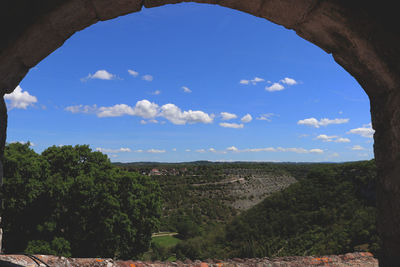 Scenic view of blue sky seen through window