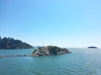 Scenic view of sea against clear sky