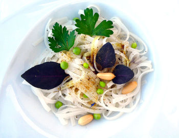 High angle view of food in plate