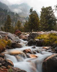 A beautiful river captured in slow shutter in spiti, himachal.