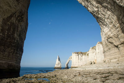 Cliffs of etretat view from bellow on ground level