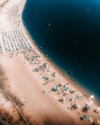 High angle view of people on beach