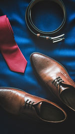 High angle view of shoes on table