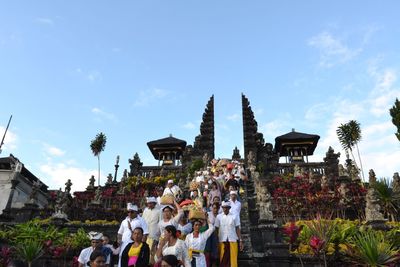 High angle view of temple against clear sky