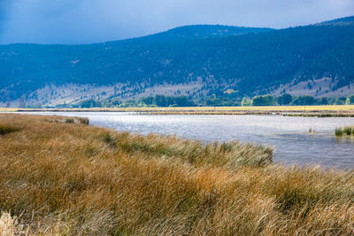 Scenic view of lake against sky