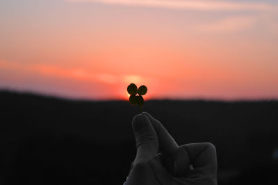 Close-up of silhouette person against sky during sunset