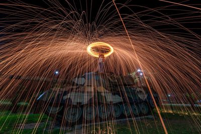 Firework display at night