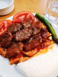 High angle view of meal served in plate