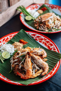 High angle view of meal served in plate