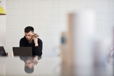 Young man at job center