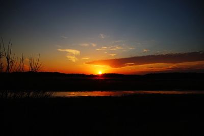 Scenic view of silhouette landscape against sky during sunset