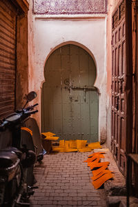 Classical market of the medina in marrakech with stores