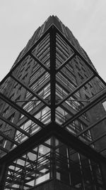 Low angle view of modern building against clear sky