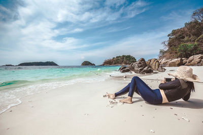 Scenic view of beach against sky