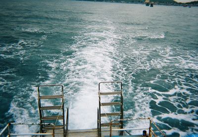 High angle view of surf in sea