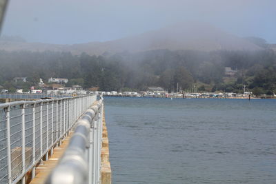 Scenic view of sea against mountains