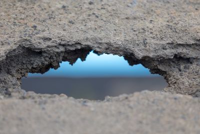 Close-up of rock formation in sea