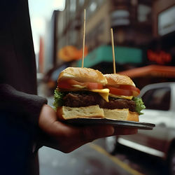 Close-up of hand holding food