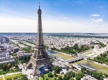 High angle view of buildings in city
