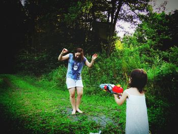 Girl playing in park