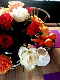 Close-up of flowers on table