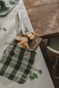 High angle view of food on table