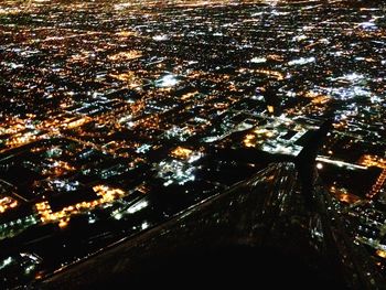 View of illuminated city at night