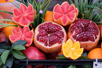 Close-up of fruits and flowers