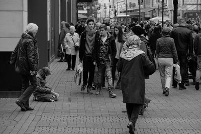 Crowded walking on city street