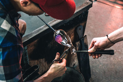 Manual workers working at factory