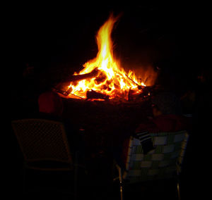 View of fire at night