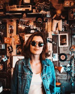 Portrait of woman wearing sunglasses