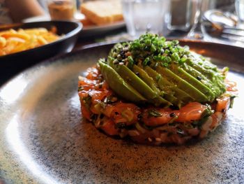 Close-up of meal served in plate