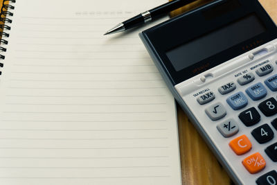 High angle view of pen on table