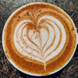 High angle view of cappuccino