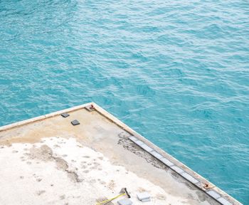 High angle view of swimming pool by sea