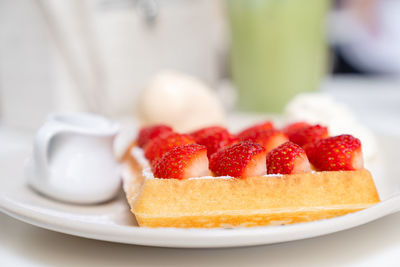 Close-up of dessert in plate on table