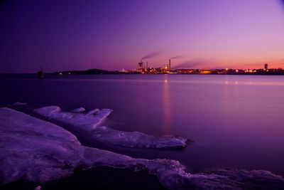 Scenic view of sea against sky at sunset